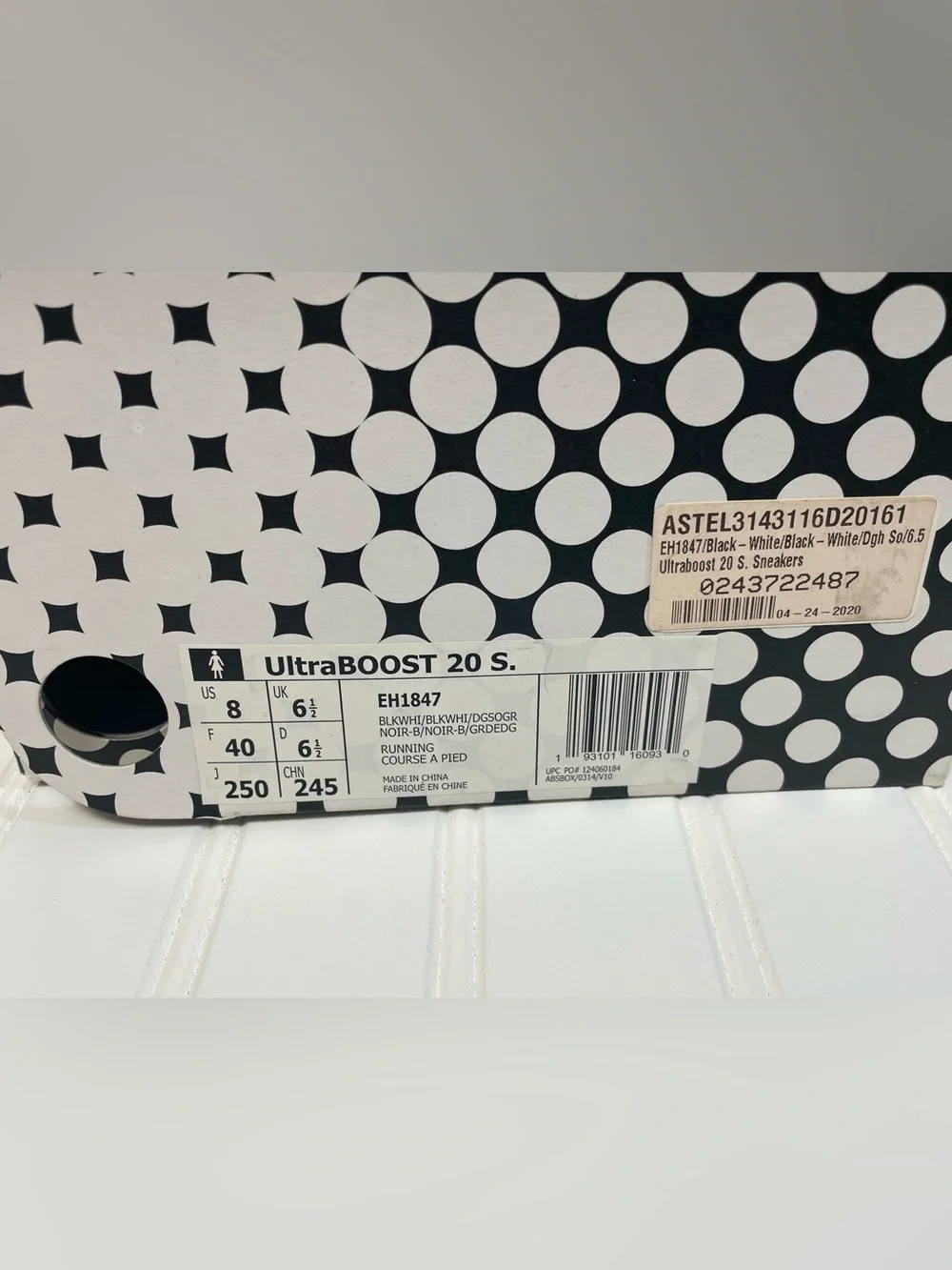 Adidas Stella McCartney Ultraboost 20 S. White/Black 8 Running Course A Pied